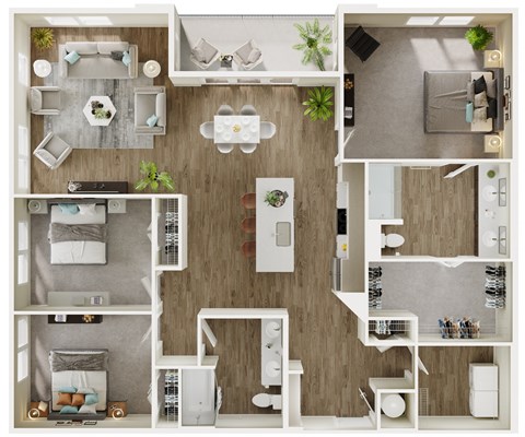 Floor plan for 3 beds, 2 baths, 1594 sqft